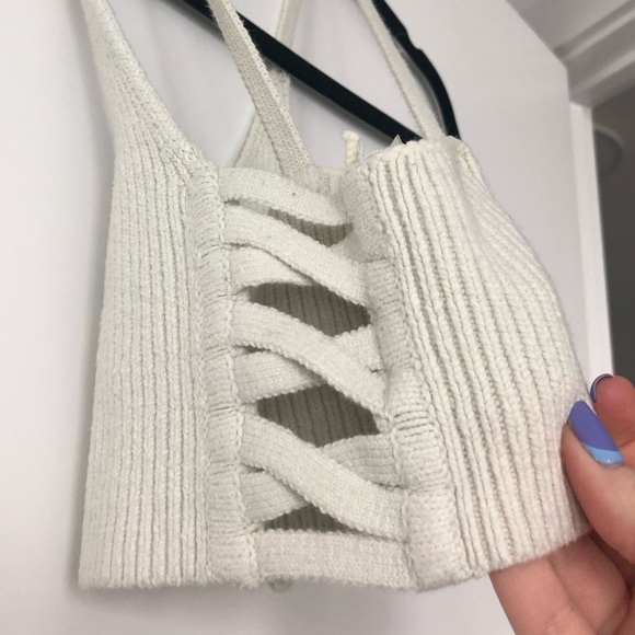 Knitted Bralette - light seafoam green (Size S) - Picture 4 of 5